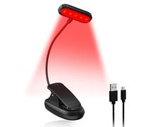 Lamptobe Amber & Red Book Lights for Reading in Bed, 670nm Red Light Rechargeable Dimmable Blue Light Blocking Lamp with Clip, 360° Flexible Gooseneck, for Kids, Study, Bedside, Travel, USB-C Charge