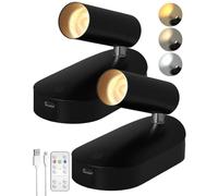 Lamptobe Battery Operated Spot Light with Timer and Remote,2 Pack 2000mAh Rechargeable Picture Light Indoor,3 CCT Dimmable Uplighting Stick on Wall for Accent Lighting Plants or Artwork