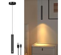 Lamptobe Battery Pendant Light,3000 mAh USB Rechargeable Hanging Ceiling Light with Touch Dimmable Control,No Wirie,1Pc Modern Wireless Pendant Lights Height Adjustable,for Island,Bedside,Bedroom