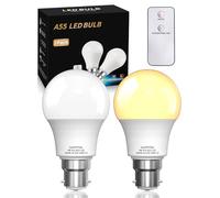 Lamptobe Bayonet Light Bulbs with Remote, Warm White 3000K Night Light Bulb Globe A55 BC B22 Bayonet 2 Modes(35LM-350LM) for Bedroom,Baby Nursery Light, Bedside Lamps, Desk Lamps(Non-DIM, 2PCS)