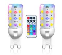 Lamptobe Dimmable G9 LED Bulbs 2W, G9 LED Colour Changing Light Bulb with Remote Control, 12 RGB + Warm White 3000K + Cool White 6000K, 3 Modes, Suitable for Decoration, Party, Bar, 2-Pack