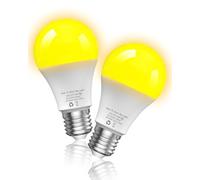 Lamptobe Dusk to Dawn Light Bulb Outdoor, 6W E27 Amber Yellow LED Bug Bulb A19 Dusk Till Dawn Bulbs, LED Sensor Light Bulb Automatic ON/Off Security Bulb for Garage 2 Pack