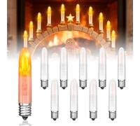 Lamptobe E10 LED Bulbs 0.2W Flickering Flame LED Candle Bulb E10 AC 15-55V - Warm White Light 1800K for Christmas Candle Arch Bridge Replacement Light, 3lm Non-Dimmable, Pack of 10