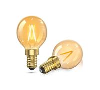 Lamptobe E14 LED Light Bulb Warm White, 1W Small Screw Light Bulb 2200K G40 SES Mini Golf Ball Bulb 10W Equivalent Vintage Screw in Filament Bulb for Decoration, Lamps(Amber Glass, Non-DIM, 2PCS)