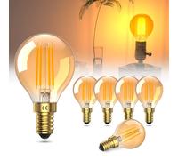 Lamptobe E14 LED Vintage Light Bulb Warm White 2200 K, 4 W LED Replaces 40 W Amber Glow, Not Dimmable for Table, Wall, Ceiling Lamps, Home, Cafe, Bar - Pack of 6