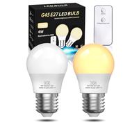 Lamptobe E27 Large Screw Light Bulb with Remote, Warm White 3000K Night Light Bulb G45 ES Golf Ball Light 4W(40W Equivalent) 2 Modes for Bedroom,Baby Nursery Light, Chandeliers (Non-DIM, 2PCS)