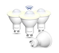 Lamptobe GU10 LED Motion Sensor Bulb, 5W Warm White 3000K LED PIR Motion Sensor Bulbs, Non-dimmable Auto On/Off Light Sensitive Bulbs for Garage, Hallway, Patio, Balcony (4-Pack)