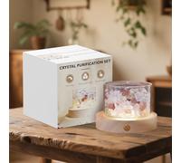 Lamptobe Healing Crystals with LED Wooden Base, Crystals Gifts for Women, Mixed Chakra Crystals and Gemstones Set for Meditation Reiki Gifts Chakra Balance Stress Relief Home Office Yoga