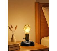 Lamptobe Industrial E27 Table Lamp Base with Crystal Healing Bulb,Vintage Lamp with Plug-in Cord On/Off Switch & 3 Color Temperatures Small Bedside Night Light for Bedroom,Living Room and Meditation