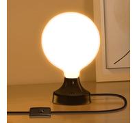Lamptobe Industrial Table Lamp, Vintage Bedside Lamps with Plug in Cord On/Off Switch, E27 Lamp with Globe Opal Bulb, 360° Beam Angle, 3000K Warm White, Ideal for Bedroom, Living Room, Study, Office