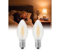Lamptobe Low Wattage 0.5W C7 E14 Night Light Bulbs 2200K Warm Light, 2-Pack | Frosted Glass to Soften the Light, Low Brightness 50 Lumen, E14 LED Light Bulbs Small Screw, C7 Mini Candle Light Bulbs SES