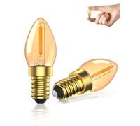 Lamptobe Mini E14 LED Filament Bulb 1W, SES Small Edison Screw Bulb E14 LED Vintage, Amber Glass Warm White 2200K Chandelier Bulbs, Non-Dimmable-2 Pack