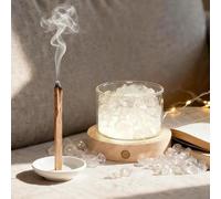 Lamptobe Quartz Crystals Lamp with Wooden Base, Healing Crystals Light & Palo Santo for Energy Cleansing, Spiritual Gift for Women Meditation Chakra Reiki Positive Energy Home Office Decor