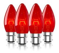 Lamptobe Red Light Bulb B22 Bayonet Dimmable 26W C35 Candle Bulbs - 4 Pack Fire Glow Red Light Bulbs for Sleep, Electric Fire, Chandelier, Ceiling,Table Lamps, Halloween Christmas Decoration