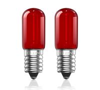 Lamptobe T16 E14 LED Light Bulb - 2W E14 Mini Small Edison Red Led Bulb with Red Glass, Electric Fire Glow Bulbs for Christmas, Halloween, Decoration, Non-Dimmable, 2-Pack