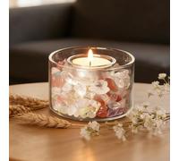 Lamptobe Tealight Candle Holder with Chakra Healing Crystals Stones, Meditation Candle Holders Set Spiritual Gift for Women Birthday Stress Relief Yoga Bath Reiki Energy Home Décor(No Candle Included)