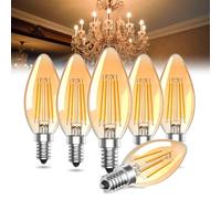Lamptobe Vintage E14 LED Filament Candle Bulbs Small Screw 4W (40W Equivalent) C35 E14 LED Light Bulb Warm White 2200K SES Retro Candle Light Bulb, Non-Dimmable for Chandeliers, Wall Sconces, 6Pack