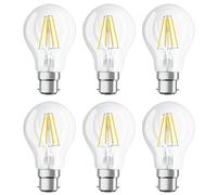 Lampwise 6X LED Filament Classic 7W = 60W BC/B22 GLS Light Bulb - Clear - Warm White 2700K - (Pack of 6)
