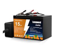 Lampword LiFePO4 12.8V 15Ah Lithium Battery, High Energy Density Battery for Trolling Motor, Golf Cart, Solar & Wind Power, UPS/RV