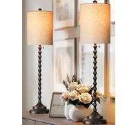 Lampworks Buffet Lamps, Table Lamps Set of 2-30" Tall with Sturdy Metal Bases & Textured Linen Shades - UL Certified, Ideal for Creating a Cozy Vibe in Living Rooms, Dining Rooms & Entryways