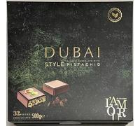L'AMQR Dubai Style Pistachio Milk Chocolate with Kadayif, 32 Pieces, 500g