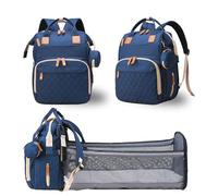 Lamroro Diaper Bag with Changing Station, 3 in 1 Baby Diaper Backpack, Blue, 13"L x 8"W x 16.5"H, Diaper Bag Backpack