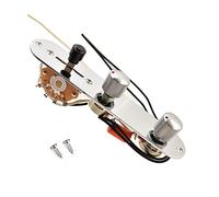 LAMSAM Fully Loaded Control Plate for 6 String Electric Guitars with Humbucker Pickups, Wired 3-way Blade Switch 500k Large Poentiometers 0.022uF Orange Capacitor, Knurled Controls Knobs, Chrome