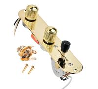 LAMSAM Fully Loaded Guitar Control Plate, Prewired 3-way Blade Switch Large Potentiometers Orange Capacitor, Knurled Volume Tone Controls System Fit for Guitars with Single Coil Pickups, Gold