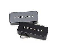 LAMSAM P90 Pickup Set, Single Coil Neck Bridge Pick up Loaded Alnico 5 Bar Magnets, High Output Single-coil Pickup for 6 String Electric Guitar with P90-sized Pickup-up Configuration, Black