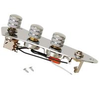 LAMSAM Prewired Control Plate for Jazz Bass Guitar, Loaded J Bass Control Board with Wiring Harness Push Pull Potentiometers Full Contact Output Jack, as Luthier's Replacement Parts, Chrome