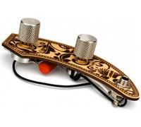 LAMSAM Prewired Harness Kit, Large 250k Pots, Orange Cap for Precision Bass | customer made P-bass electronics kit 250kΩ Brass Split Shaft Pots, .01uF Orange Cap, Mono output Jack, Knurled Black Knobs