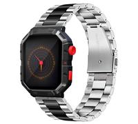 Lamshaw Compatible for Atari 2600 Smartwatch Bands, Quick Release Stainless Steel Metal Replacement Straps Compatible for Atari 2600 Smartwatch (Silver-Black)