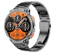 Lamshaw Compatible for Mingwear Military Smart Watch Bands, Stainless Steel Metal Replacement Strap Bracelet Men & Women Compatible for Mingwear K68 1.85" Military Smart Watch (Black, 22mm size band)