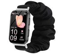 Lamshaw Compatible for MorePro Smart Watch Bands, Fabric Elastic Scrunchie Watch Band Women Cute Replacement Straps Compatible for MorePro HM57, Air 2 Smart Watch (Black, 22mm size band)