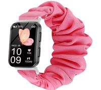 Lamshaw Compatible for MorePro Smart Watch Bands, Fabric Elastic Scrunchie Watch Band Women Cute Replacement Straps Compatible for MorePro HM57, Air 2 Smart Watch (Pink, 22mm size band)