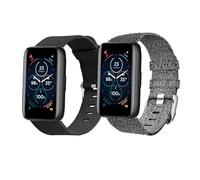 Lamshaw Compatible for Moto 40, 70, 100, 360 3rd Gen 2020 Smartwatch Band, 18mm, 20mm Breathable Nylon Woven Fabric Replacement Accessory Strap (18mm size band, 2 Pack-Black+Gray)