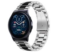 Lamshaw Compatible for Moto Watch 120 Band, 22mm Quick Release Stainless Steel Metal Replacement Straps, Modern, Unisex, Black, 5.71"-8.19" (145mm-208mm) Wrist, Smartwatch Band