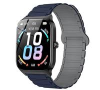 Lamshaw Compatible for P125 Smart Watch Band, 22mm Magnetic Silicone Sport Strong Magnet Strap Watchband Compatible for Popglory/Liufiueq/Paybay/KALINCO/CASCHO P125 Smart Watch 1.85 inch (Blue, 22mm)