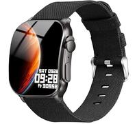 Lamshaw Compatible for Poounur Smart Watch Bands, Breathable Nylon Woven Fabric Replacement Accessory Strap Compatible with Cillso KW281/KW281A, Poounur KW281A 2.01" Smart Watch (Black, 22mm)