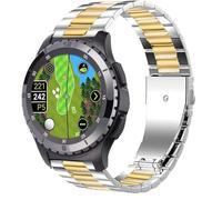Lamshaw Compatible for SkyCaddie Watch Bands, Quick Release Stainless Steel Metal Replacement Straps Compatible for SkyCaddie LX2, LX5, LX5C Smart Watches (Silver-Gold, 22mmSize)