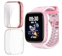 Lamshaw Compatible for Spade & Co SafeWatch Case, TPU Case with Screen Protector Compatible for Spade & Co SafeWatch (2 Pack-Clear+Pink)