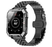 Lamshaw Compatible with Blackview Smart Watch bands, 20mm, 22mm Solid Stainless Steel Metal Band with Butterfly Folding Clasp Link Bracelet Compatible with IOWODO W60, R30 Pro, R50, Compatible with