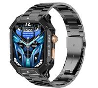 Lamshaw Compatible with OUKITEL Smart Watch Bands, 22mm Solid Business Stainless Steel Metal Bands Compatible with OUKITEL BT10, BT20, BT80, BT101 Smart Watch (Black-1, 22mm size band)