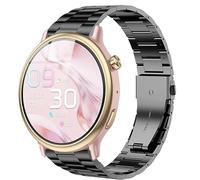 Lamshaw Compatible with Paukila Smart Watch Bands, Quick Release Stainless Steel Metal Replacement Strap Bracelet Compatible with Paukila S95, P91, H31, P114 (Black, 22mm size band)