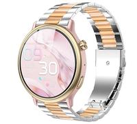 Lamshaw Compatible with Paukila Smart Watch Bands, Quick Release Stainless Steel Metal Replacement Strap Bracelet Compatible with Paukila S95, P91, H31, P114 (Silver-Rose Gold, 22mm size band)