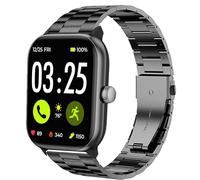 Lamshaw Compatible with Spade & Co Health Smartwatch 4 bands, Stainless Steel Metal Replacement Straps Compatible with Spade & Co Health Smartwatch 4 1.85 Inches (Black, 22mm size band)