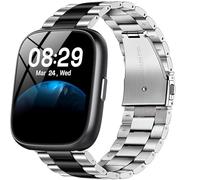 Lamshaw for Cillso Smart Watch 18mm,20mm,22mm Quick Release Stainless Steel Metal Replacement Straps Compatible for Cillso IDW26 Smartwatch 1.83 Inch,T80,S10,Y6,DR05,P40 Watch,etc (Silver-Black, 20mm)