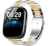 Lamshaw for Cillso Smart Watch 18mm,20mm,22mm Quick Release Stainless Steel Metal Replacement Straps Compatible for Cillso IDW26 Smartwatch 1.83 Inch,T80,S10,Y6,DR05,P40 Watch,etc (Silver-Gold, 18mm)