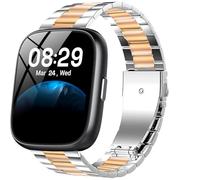 Lamshaw for Cillso Smart Watch 18mm,20mm,22mm Quick Release Stainless Steel Metal Replacement Straps Compatible for Cillso IDW26 Smartwatch 1.83 Inch,T80,S10,Y6,DR05,P40 Watch,etc (Silver-Rose, 18mm)