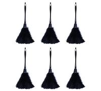 Lamsimoy 6pc Fashion Turkey Duster with Black Plastic Handle Cleaning Tool(Black) 35cm
